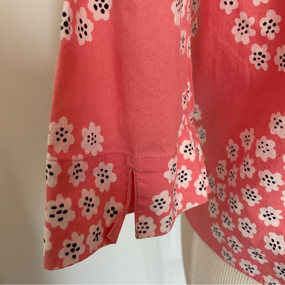 Marimekko Floral Button-Up Top in Coral Pink and White size M - Picture 11 of 12